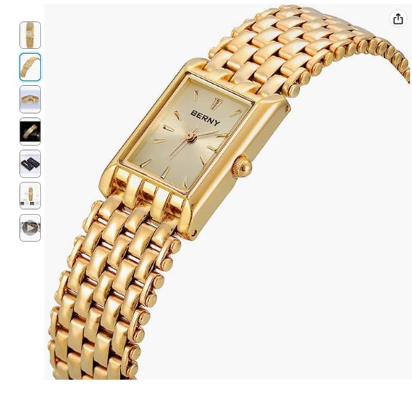 BERNY Gold Watch Quartz Wrist Stainless Steel Band Watch - Picture 2 of 6